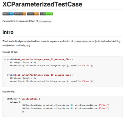 XCParameterizedTestCase screenshot