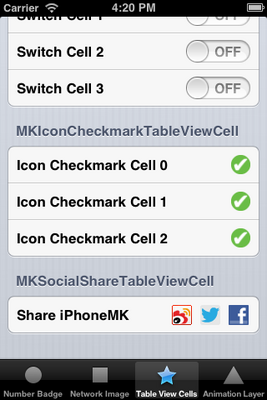 MKSocialShareTableViewCell screenshot