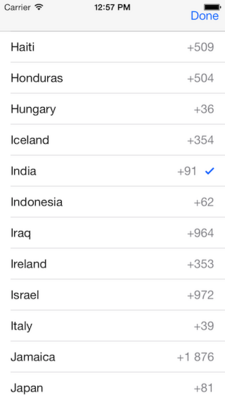 Country List screenshot
